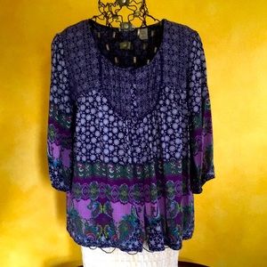 Art and Soul Paisley Floral Boho Blouse